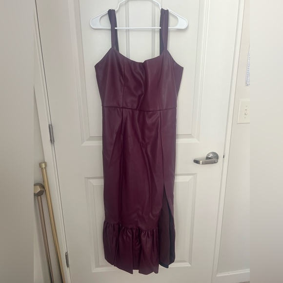 NWT SACHIN & BABI FAUX LEATHER MIDI DRESS IN GRAPE WINE - Picture 6 of 6